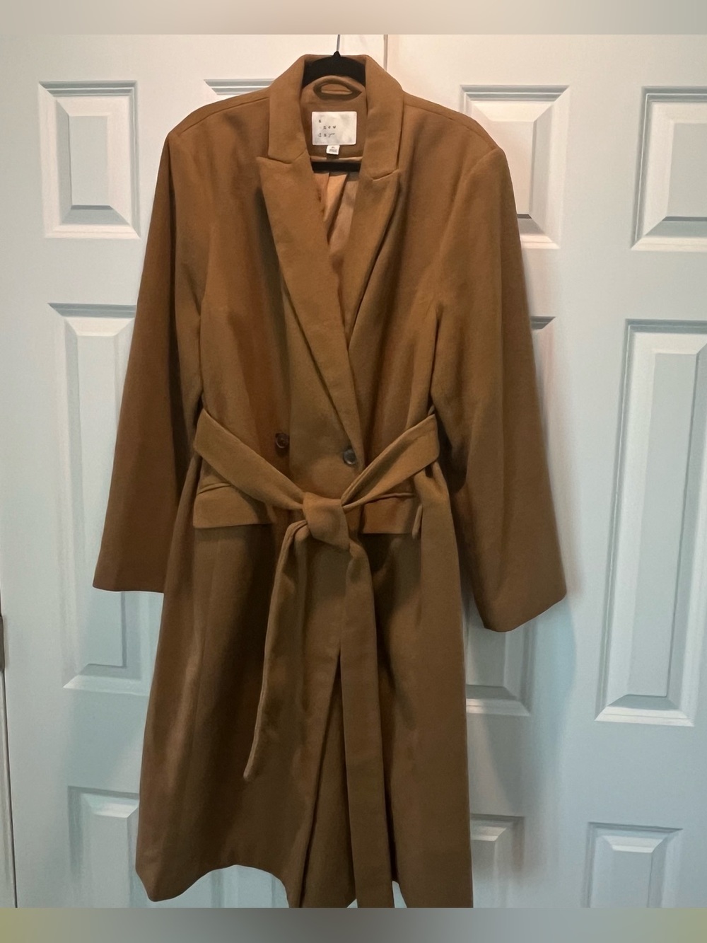 a new day Camel Wool Blend Belted Trench Coat Size XL